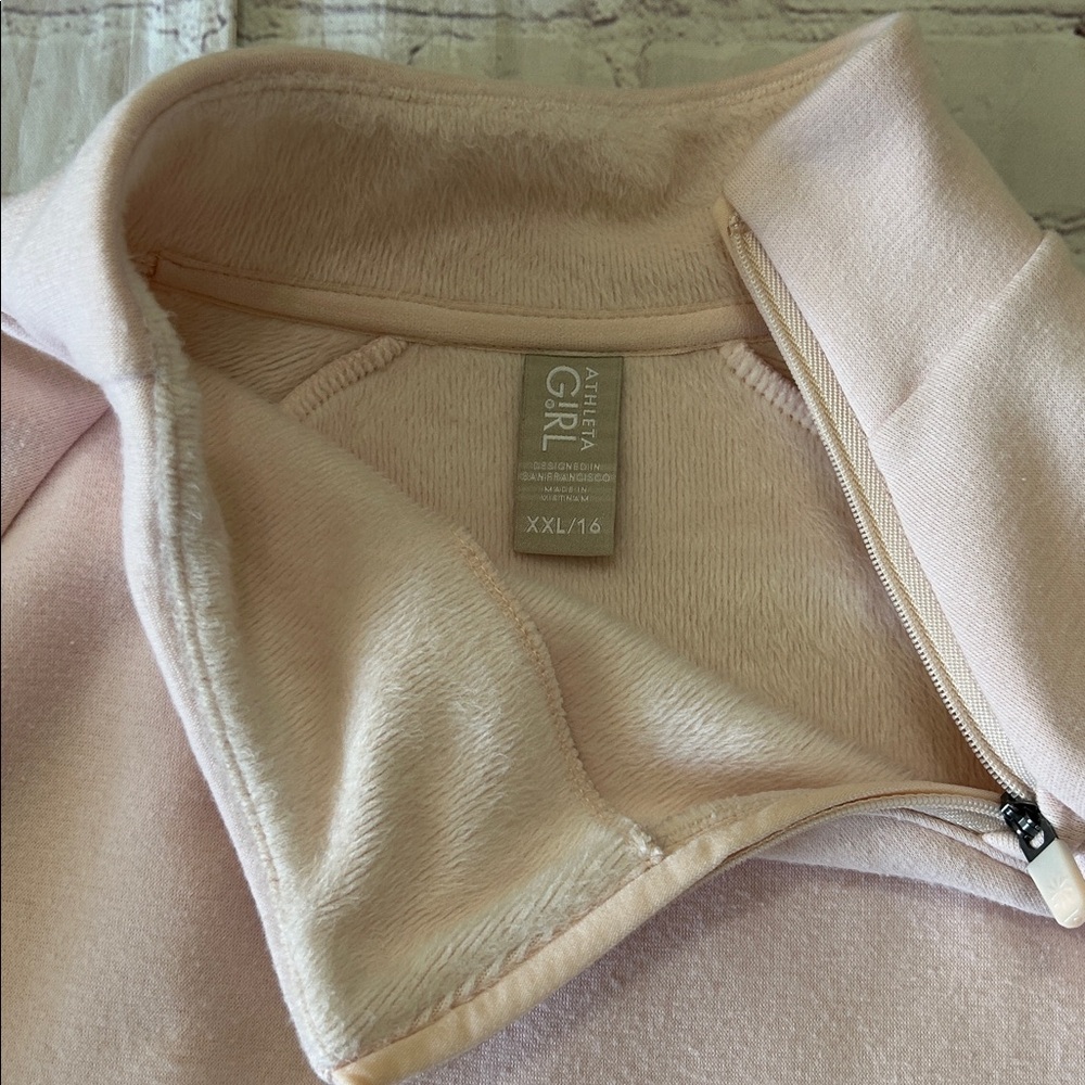 Athleta Girl Light Pink Cozy Karma Wrap Fleece Sweater XXL / 16 Soft Pockets - Picture 6 of 8